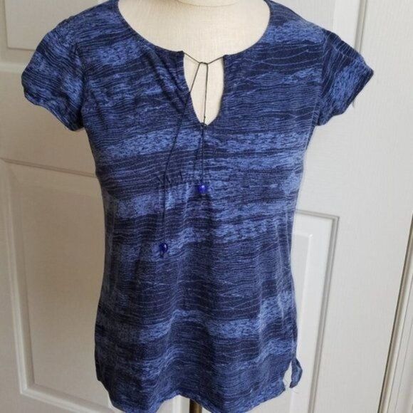 Calvin Klein Jeans Shirt Top Blouse Short Sleeve Blue Women's WOMAN'S MEDIUM - Picture 2 of 8